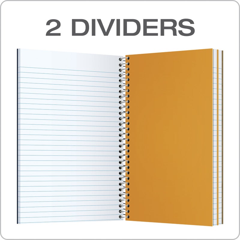 Ampad Notebook 3 Subject with 2 Dividers, College Rule, 6 x 9.5 Inches, Assorted Colors, 150 Sheets Per Notebook, Asst Colors (25-447) Pack of 1 - Image 3
